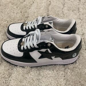 A Bathing Ape Bape Sta Patent Leather Black / White Mens Size  9.5 / 10 / 11